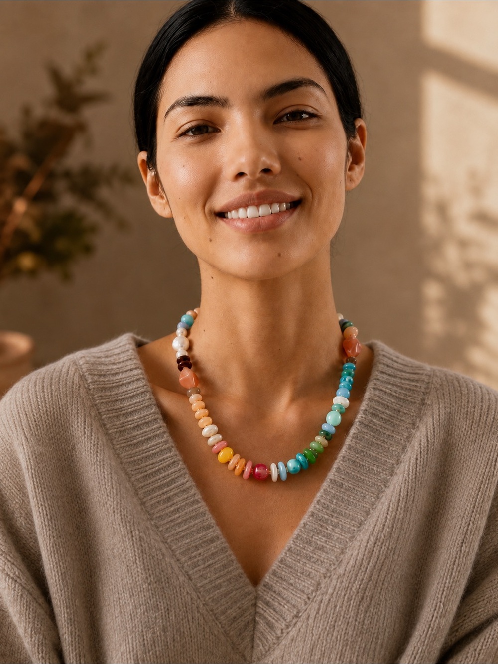 NWT | Piper K Multicolor Turquoise Quartz Beaded Necklace Gold Tone